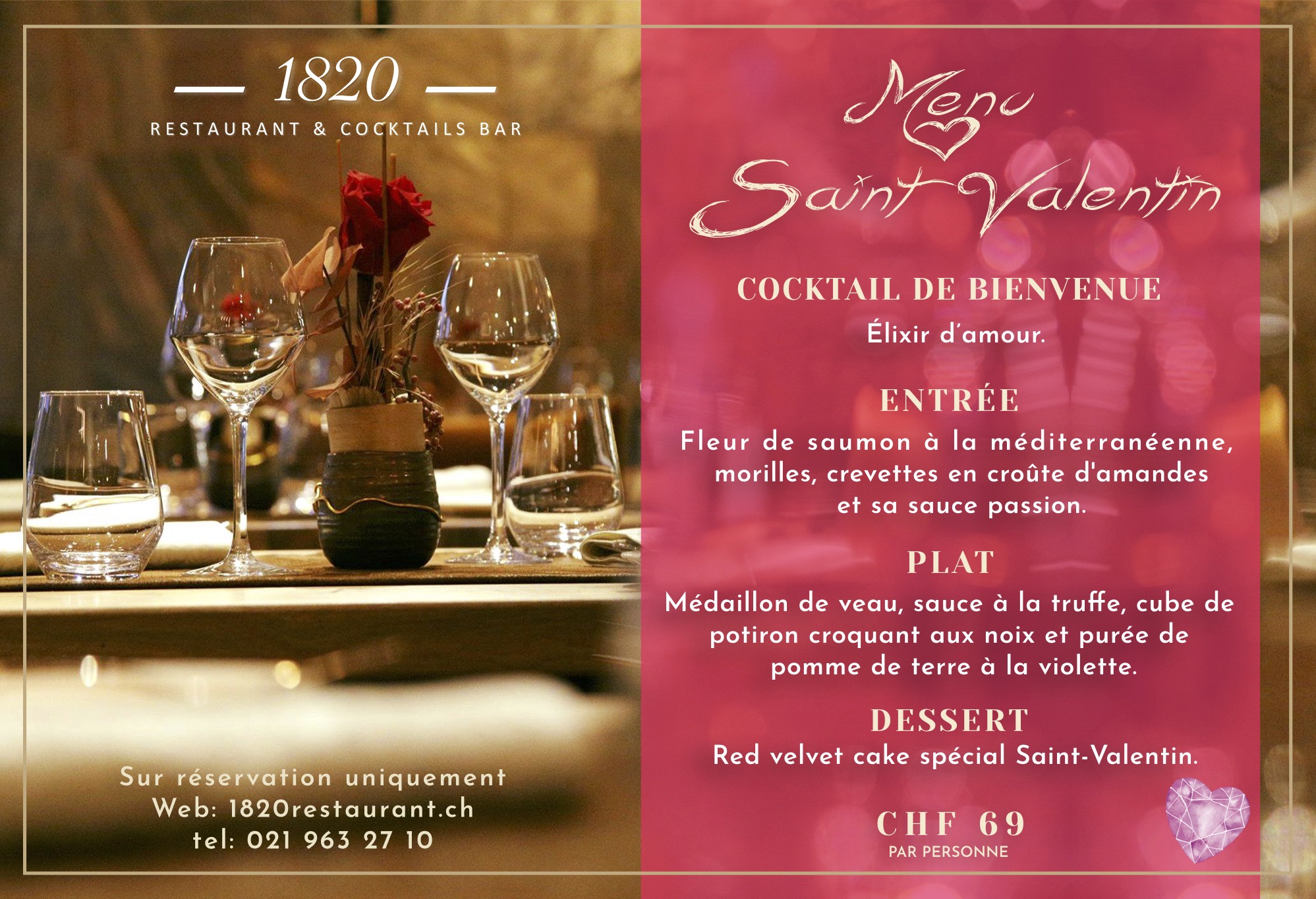 St-Valentin Menu | 1820 Restaurant & Cocktails Bar
